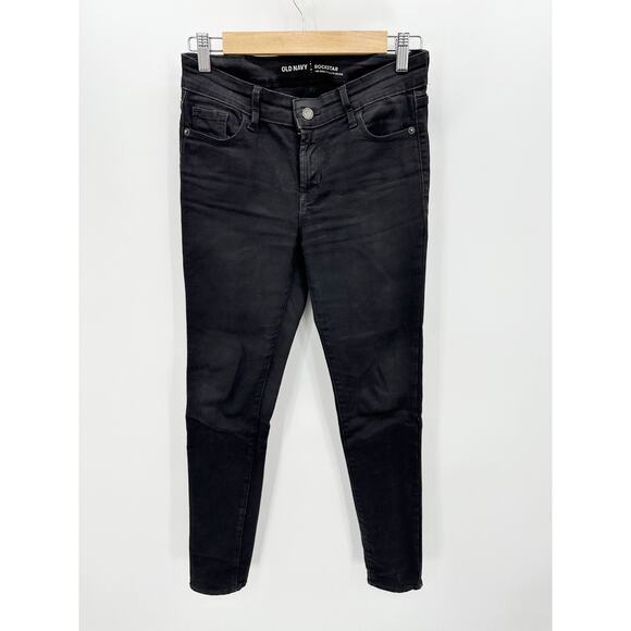Old Navy Rockstar Mid Rise Black Jack Cotton Blend Jeans Women's Size 4 Petite - Picture 1 of 8